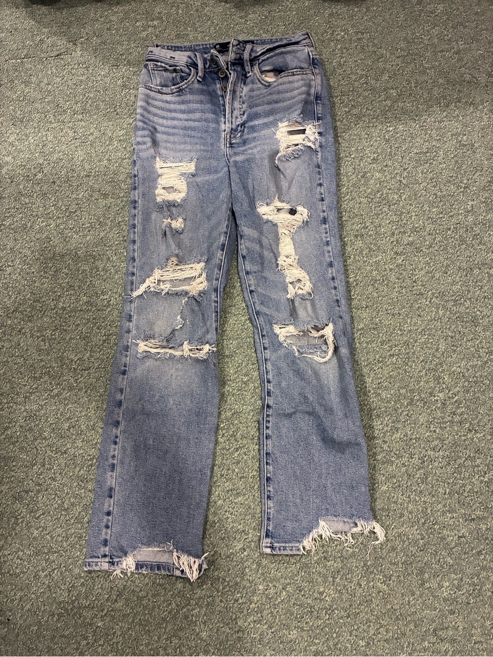 Hollister Light Blue Distressed Straight-Leg Jeans